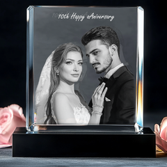 10th Anniversary Gifts - Personalized Crystal 3D Photo Cube