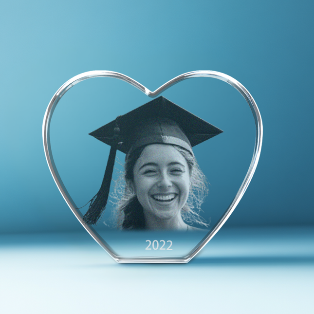 Graduation Personalized Gift - Crystal 3D Photo Heart