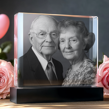 50th Anniversary Gifts - Personalized Crystal 3D Photo Rectangle