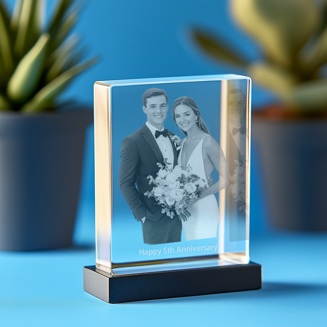 Anniversary Personalized Gift - Crystal 3D Photo Tower