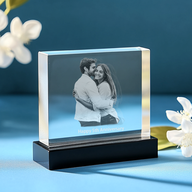 Anniversary Personalized Gift - Crystal 3D Photo Rectangle