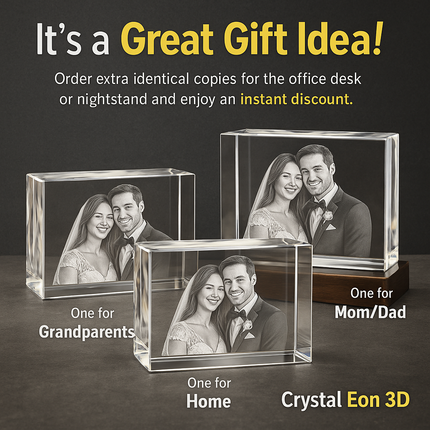 Wedding Personalized Gift - Crystal 3D Photo Rectangle
