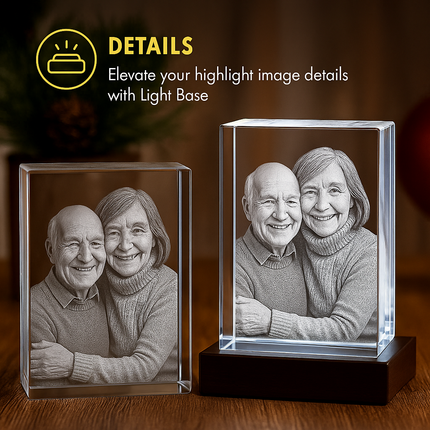 Wedding Personalized Gift - Crystal 3D Photo Rectangle