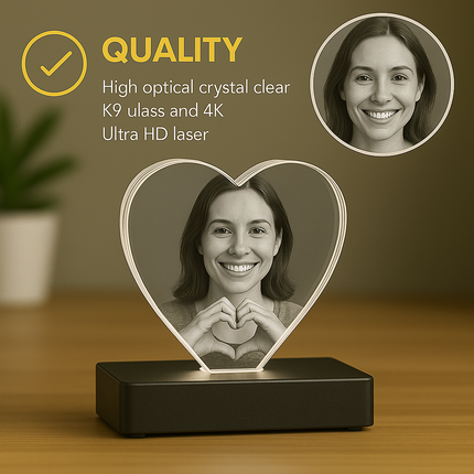 Personalized Crystal 3D Photo Heart