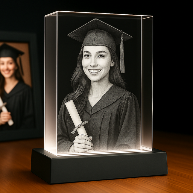 Graduation Personalized Gift - Crystal 3D Photo Tower