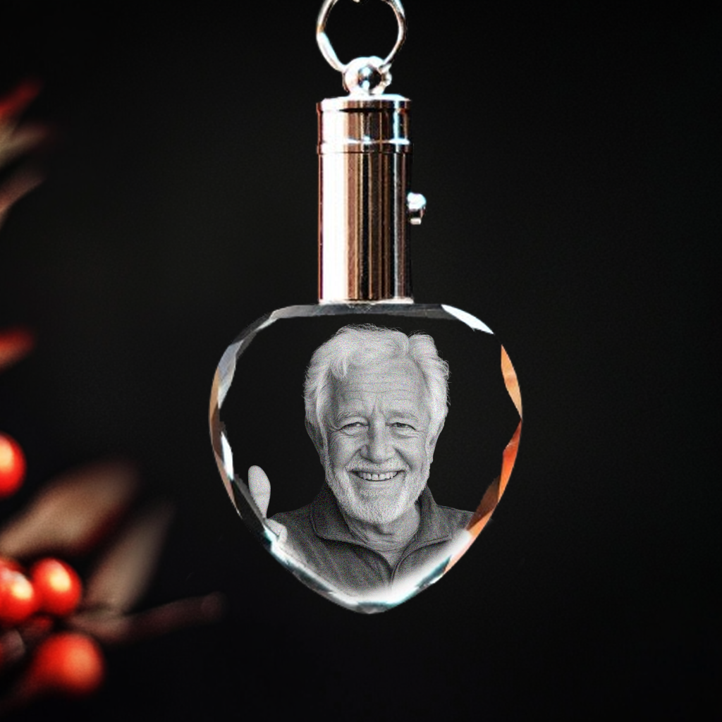 Personalized Crystal 2D Photo Heart Keychain