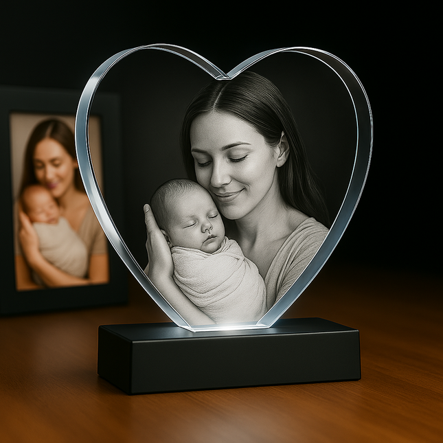 Personalized Crystal 3D Photo Heart for Mom