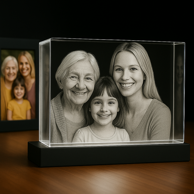 Personalized Crystal 3D Photo Rectangle for Mom
