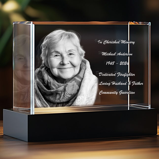 Personalized Memorial 3D Crystal Photo Rectangle