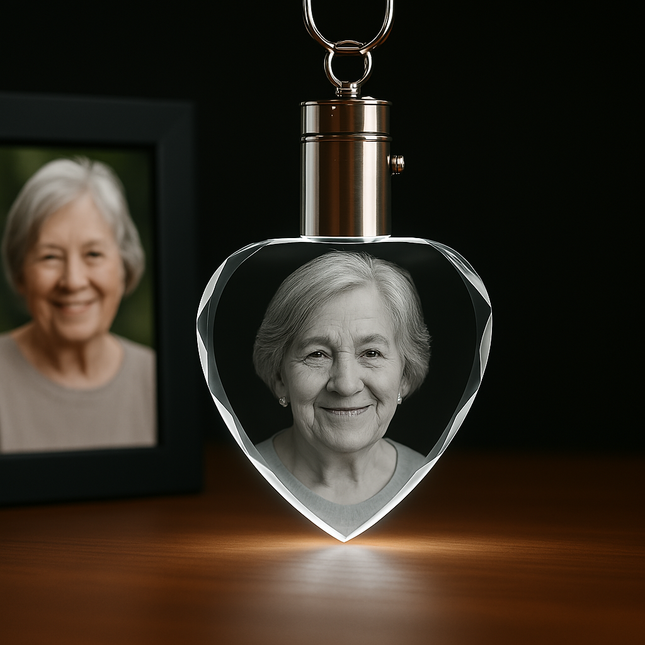 Personalized Crystal 2D Photo Heart Keychain