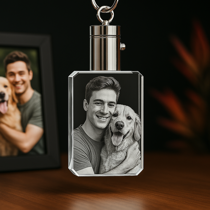 Personalized Crystal 2D Photo Rectangle Keychain