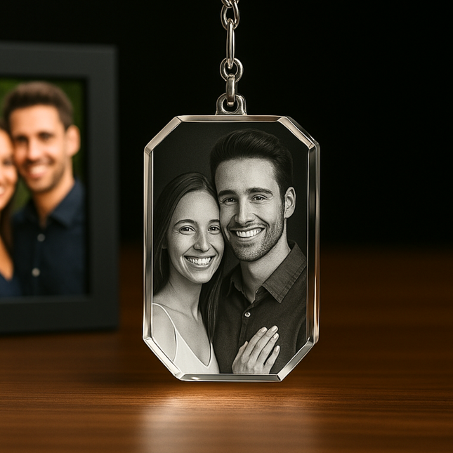Personalized Crystal 2D Photo Rectangle Necklace