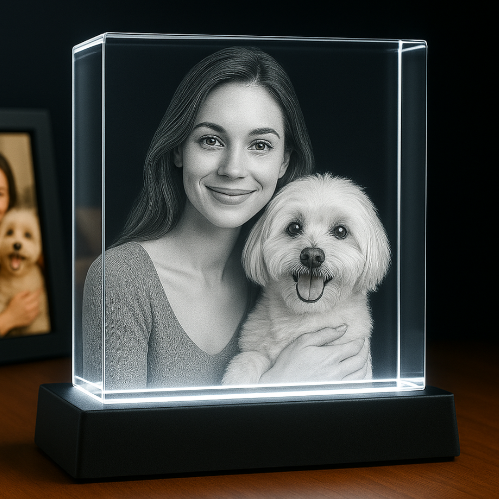 Personalized Crystal 3D Photo Square – Crystal Eon 3D