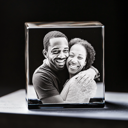 50th Anniversary Gifts - Personalized Crystal 3D Photo Rectangle