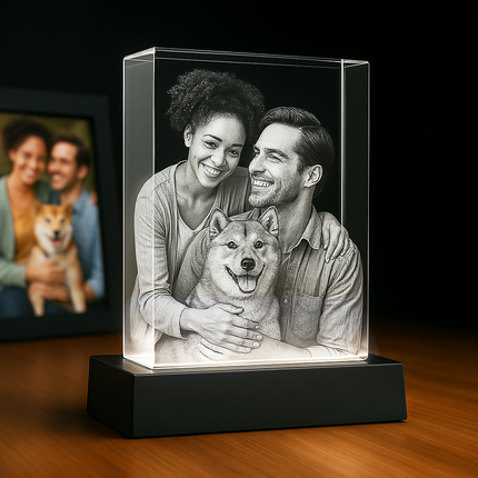 Personalized Crystal 3D Photo Tower