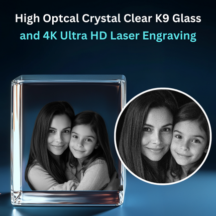 50th Anniversary Gifts - Personalized Crystal 3D Photo Portrait