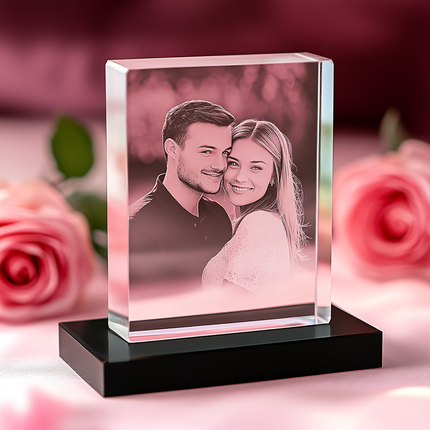 Valentine's Day Personalized Gift - Crystal 3D Photo Tower
