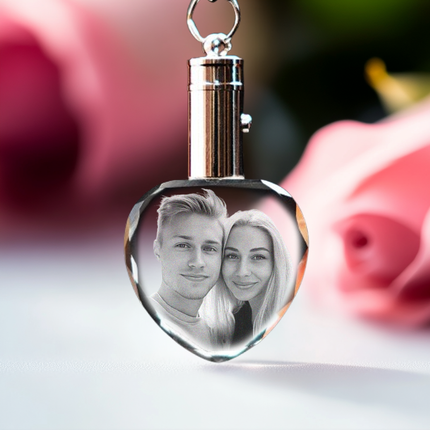 Valentine's Day Personalized Crystal 2D Photo Heart Keychain