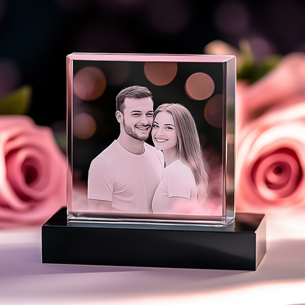Valentine's Day Personalized Gift - Crystal 3D Photo Cube