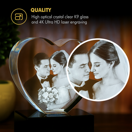 Personalized Crystal 3D Photo Heart